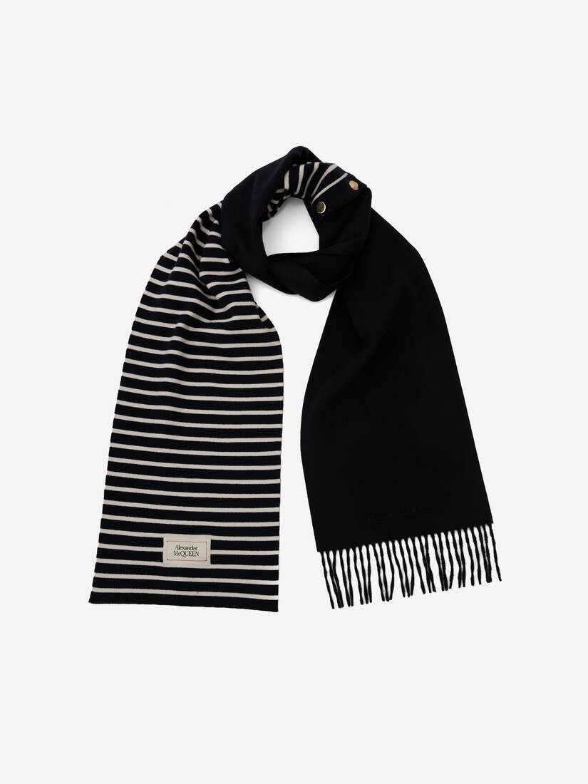 Hybrid Stripe Scarf in Navy/ivory - 3