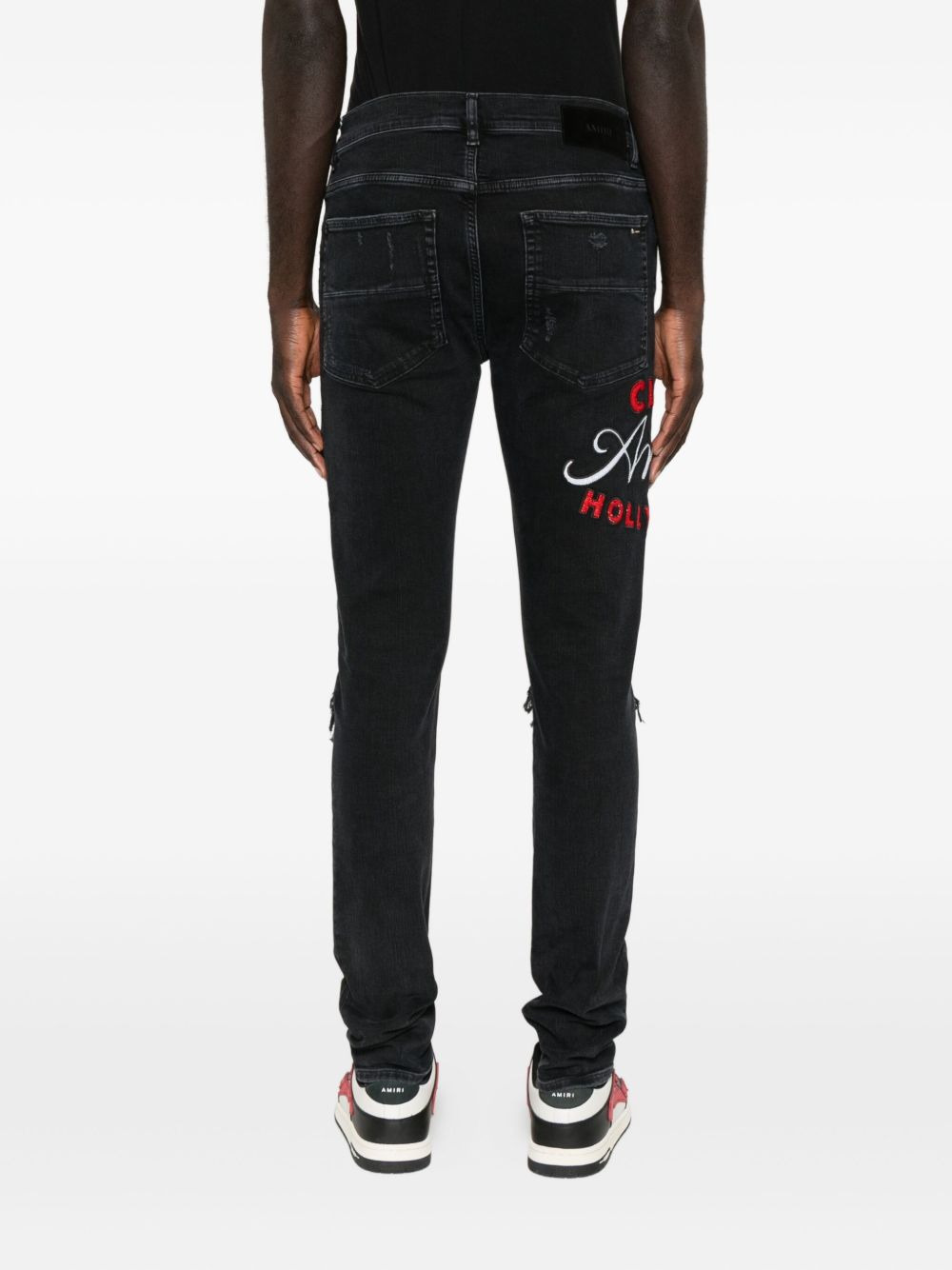 embroidered distressed jeans - 4