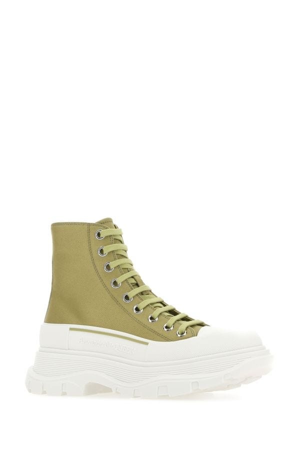 Alexander Mcqueen Woman Olive Green Canvas Tread Slick Sneakers - 2