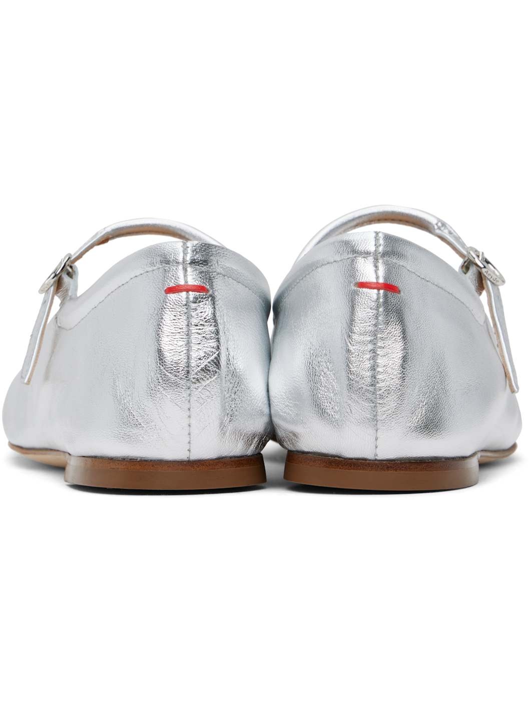 Silver Uma Leather Mary-Jane Ballerina Flats - 2