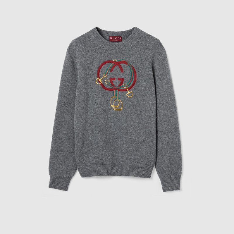 Knit wool sweater with embroidery 1