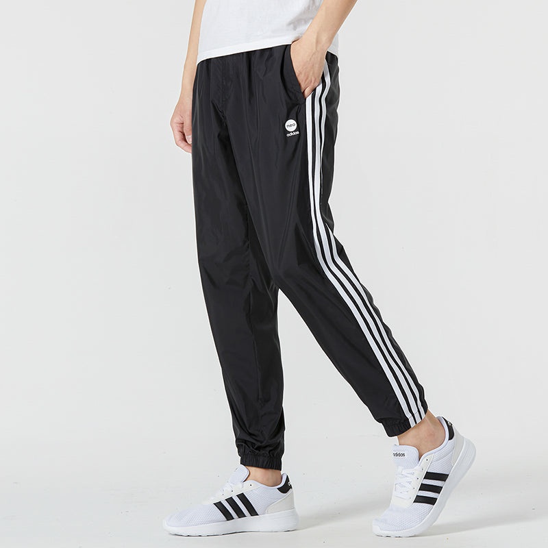 Men's adidas neo Stripe Logo Woven Bundle Feet Casual Sports Pants/Trousers/Joggers Autumn Black HN1 - 3