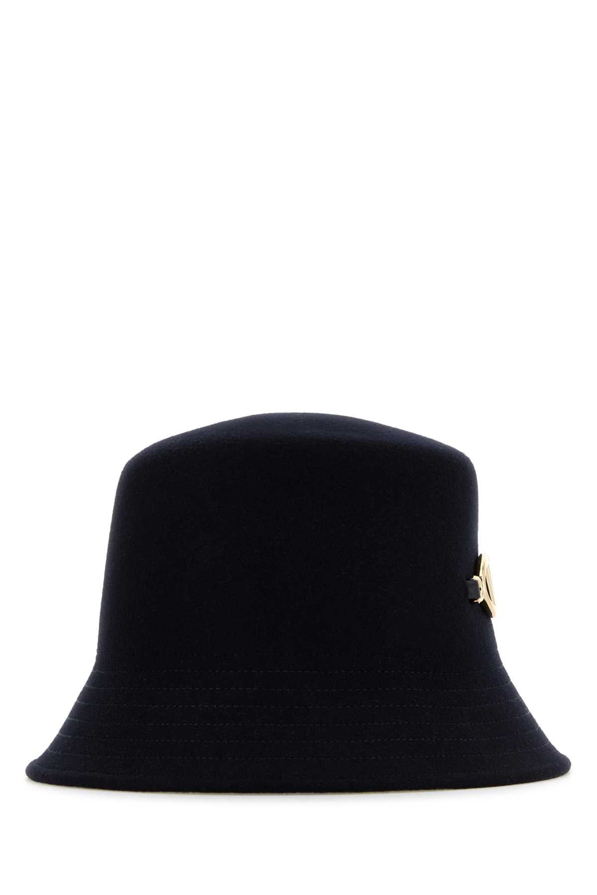 Valentino Garavani Women Midnight Blue Felt Bucket Hat - 2