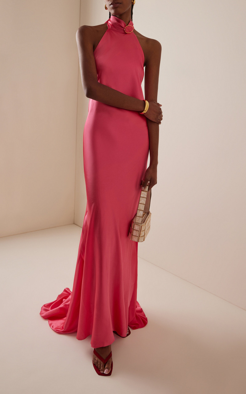 SILVIA TCHERASSI Exclusive Sherry Silk Halter Gown pink outlook