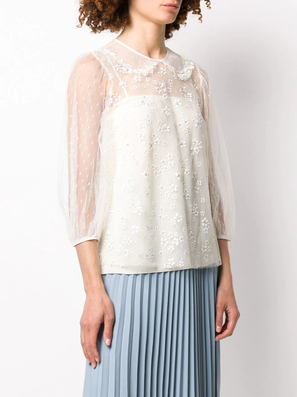 crystal-embellished floral blouse - 3