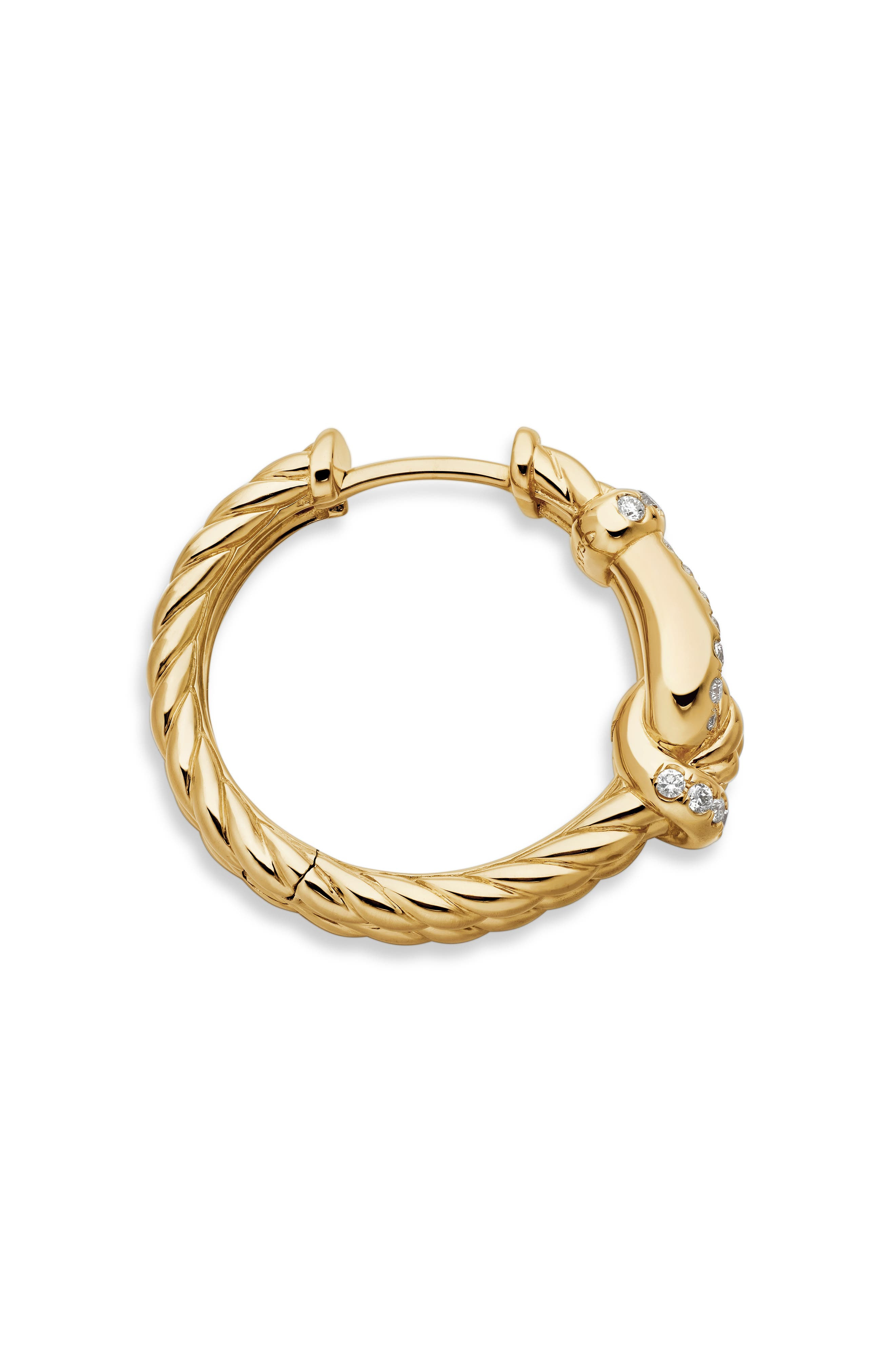 David Yurman Thoroughbred Loop Hoop Earrings with Pavé Diamonds in 18K Yellow Gold at Nordstrom - 5
