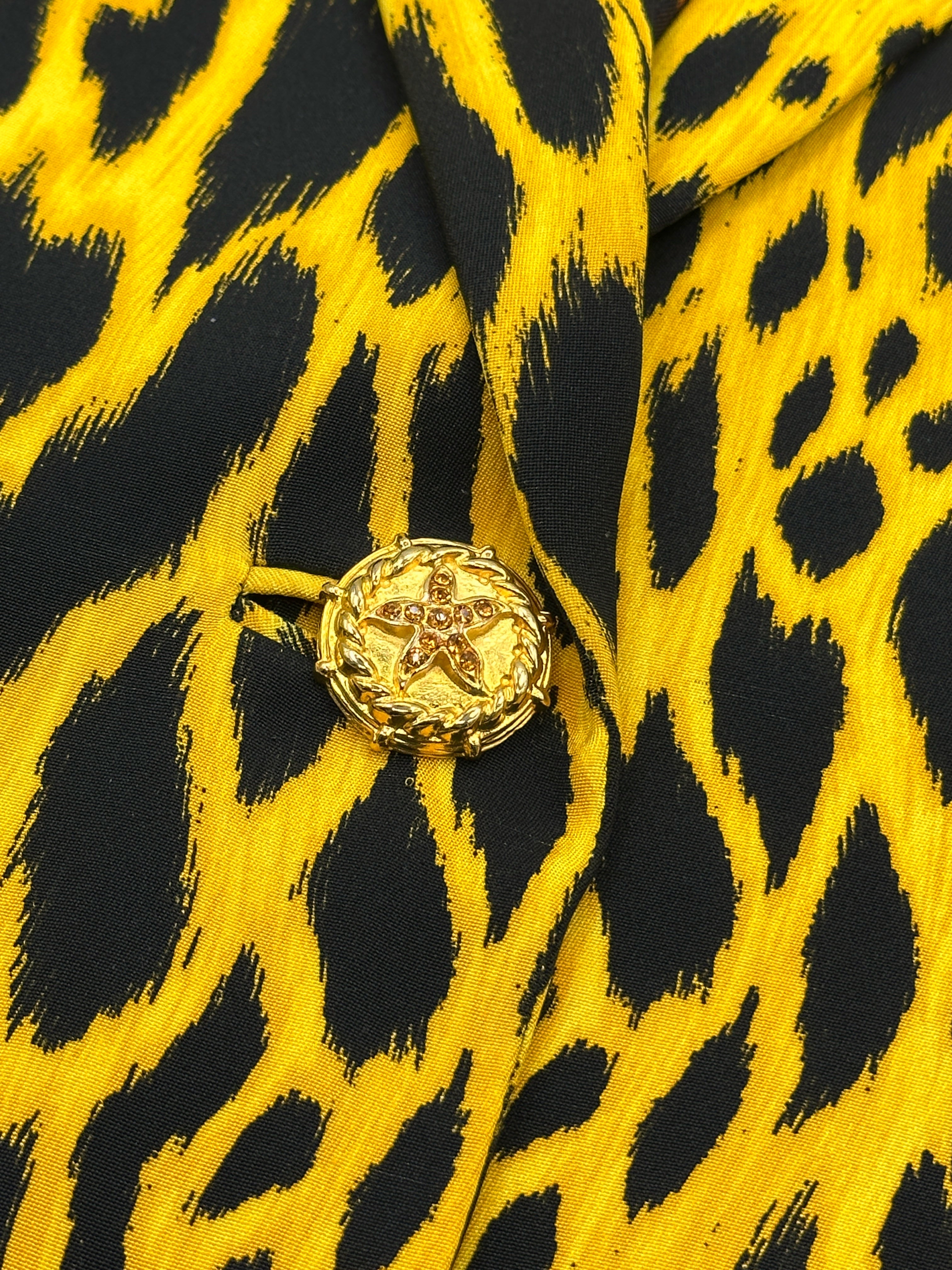 MONUMENTAL Gianni Versace Spring 1992 ANIMALIER Runway Leopard Print Silk Blazer Skirt Set 42 - 14