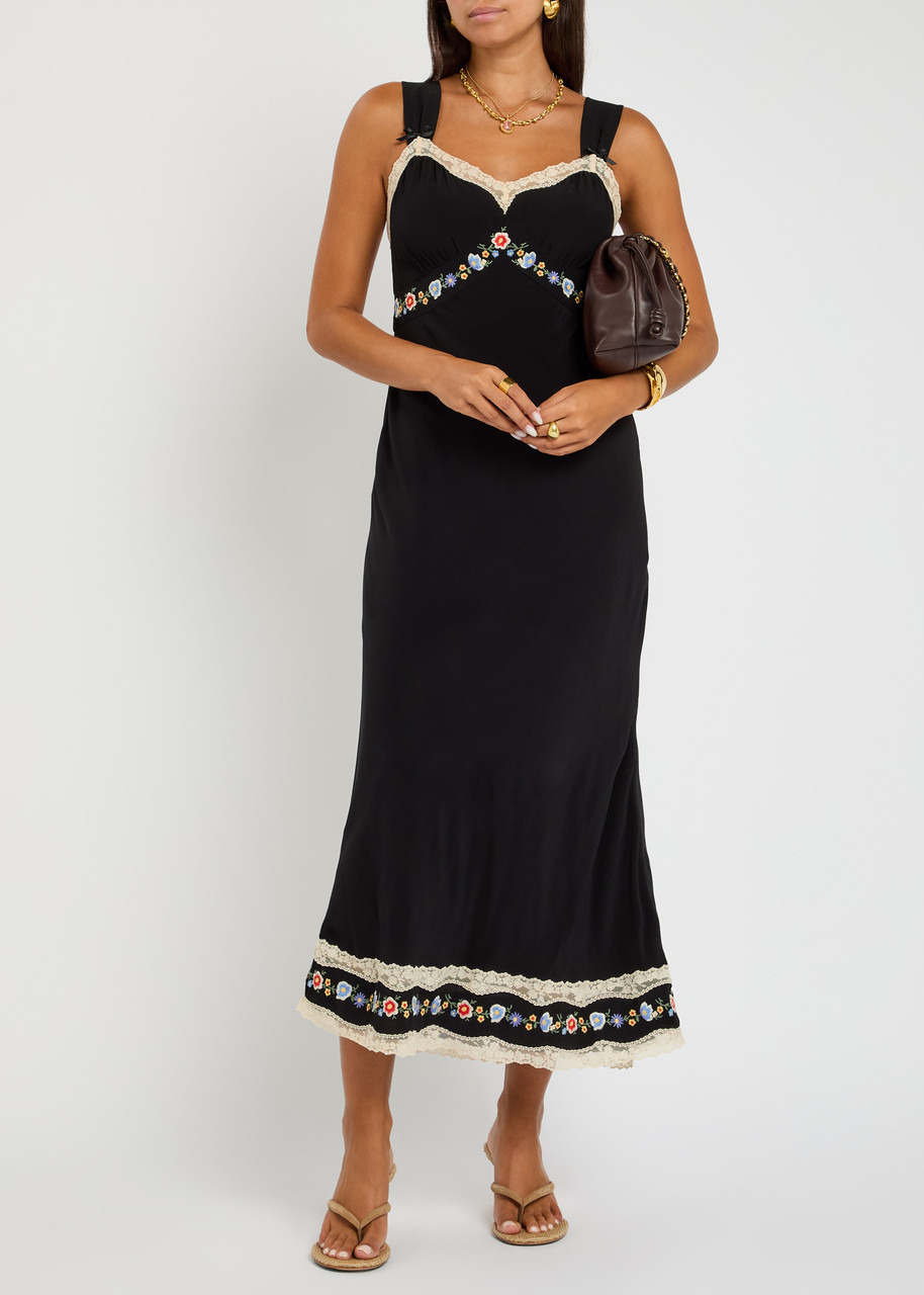 Rixo Lucie Floral-embroidered Chiffon Midi Dress - 4