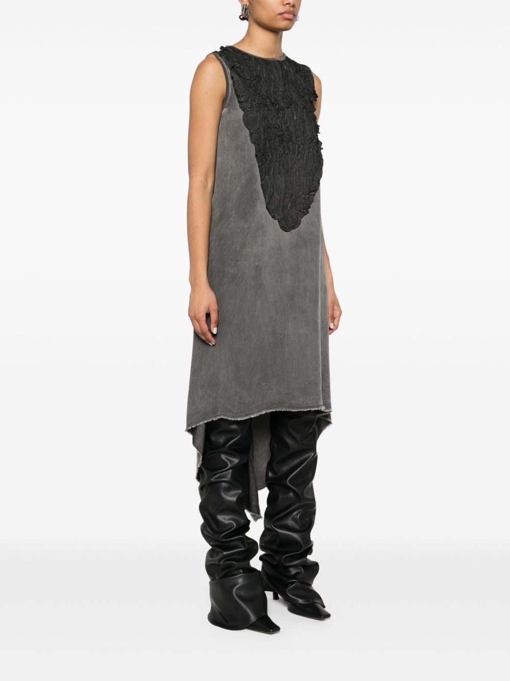leather-trim midi dress - 3