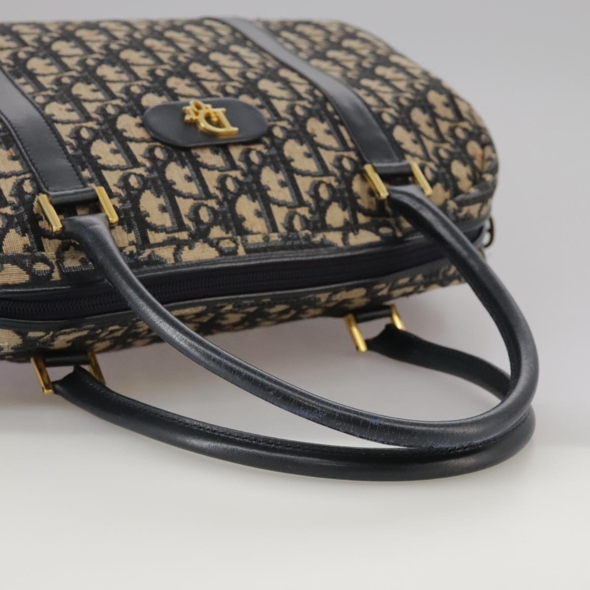 DIOR Trotter Canvas Hand Bag Navy Gold - 9