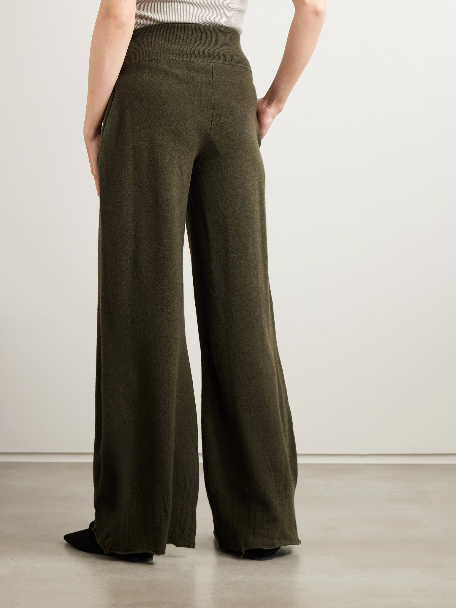 Wool wide-leg pants Army green - 4