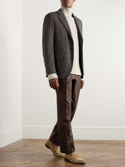 Loro Piana Torino Pinstripe Herringbone Cashmere-Tweed Blazer outlook