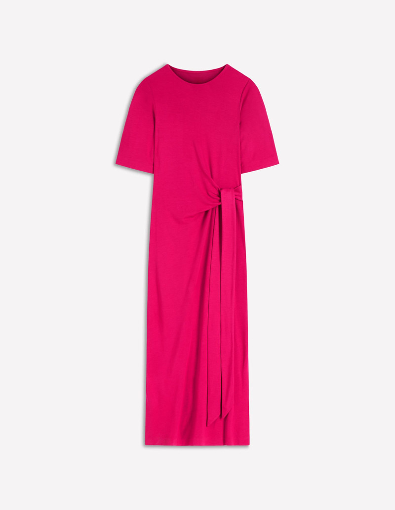 Zinnia Tie Ponte Midi Dress-Vibrant Pink 1