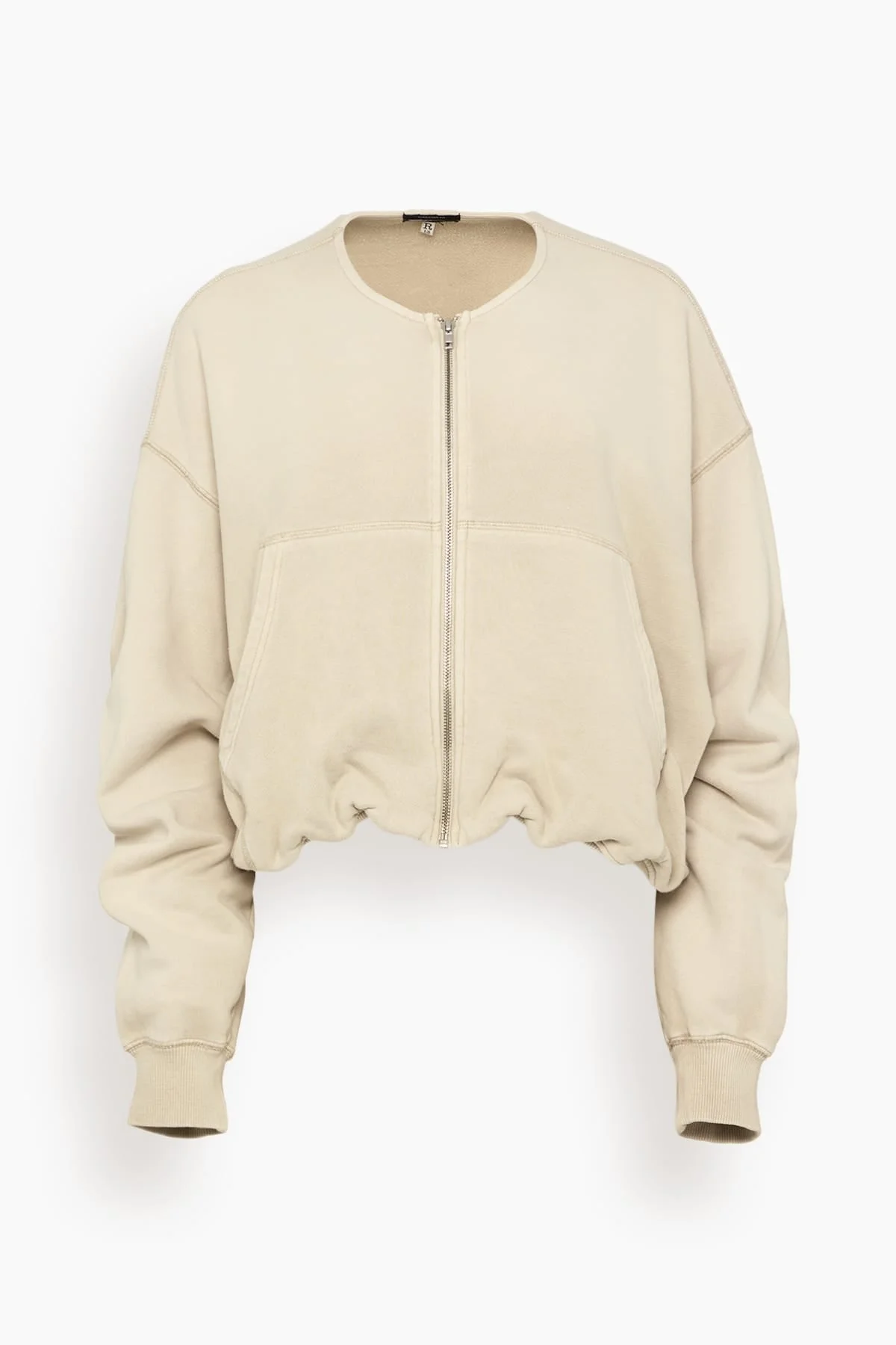 Balloon Zip-Up Crewneck in Natural Off-White - 1