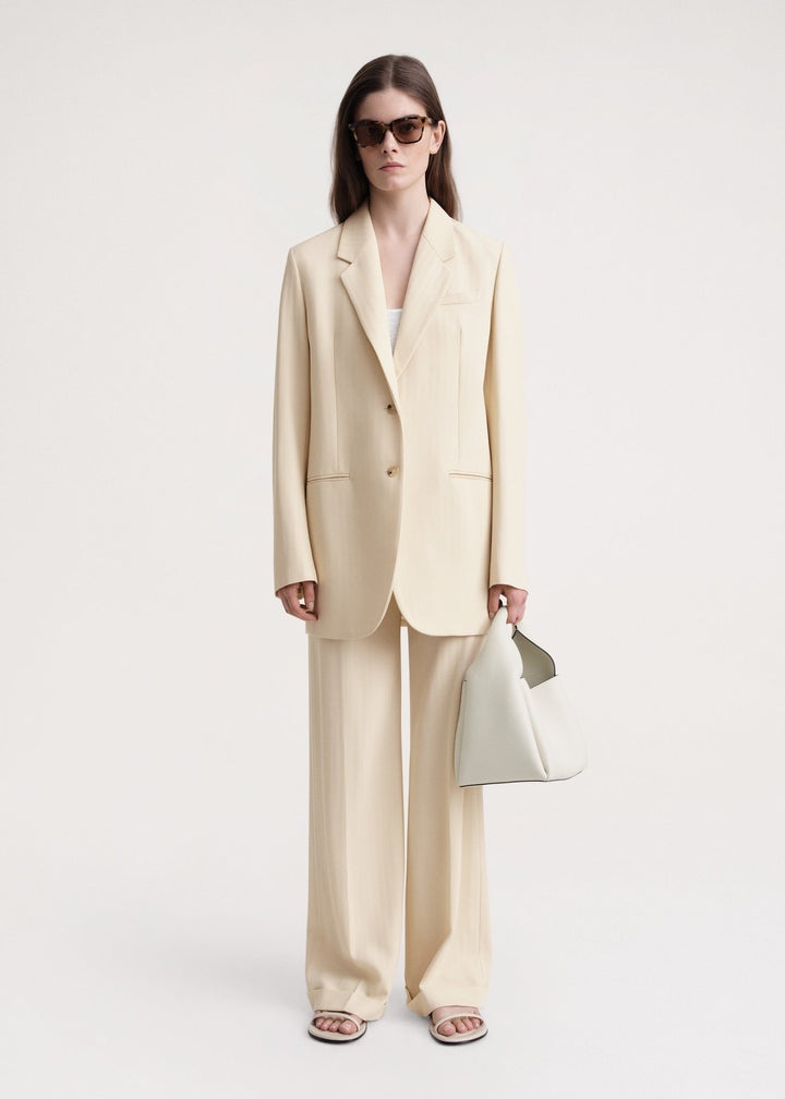 Totême Tailored herringbone suit jacket bleached sand