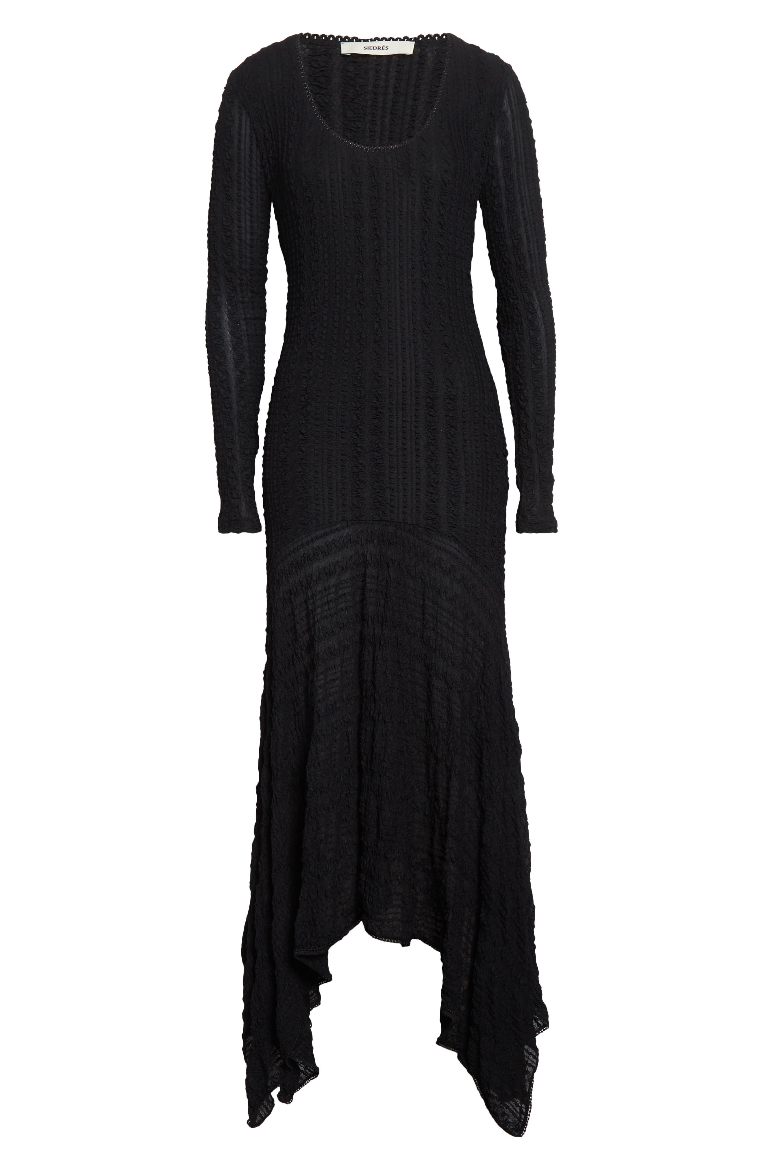 Siedrés Olle Long Sleeve Handkerchief Hem Dress in Black at Nordstrom - 5