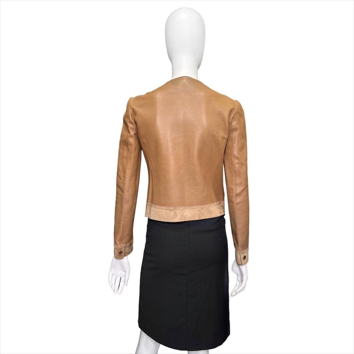 Gucci fall 2001 Tom Ford beige gold zip leather jacket - 5