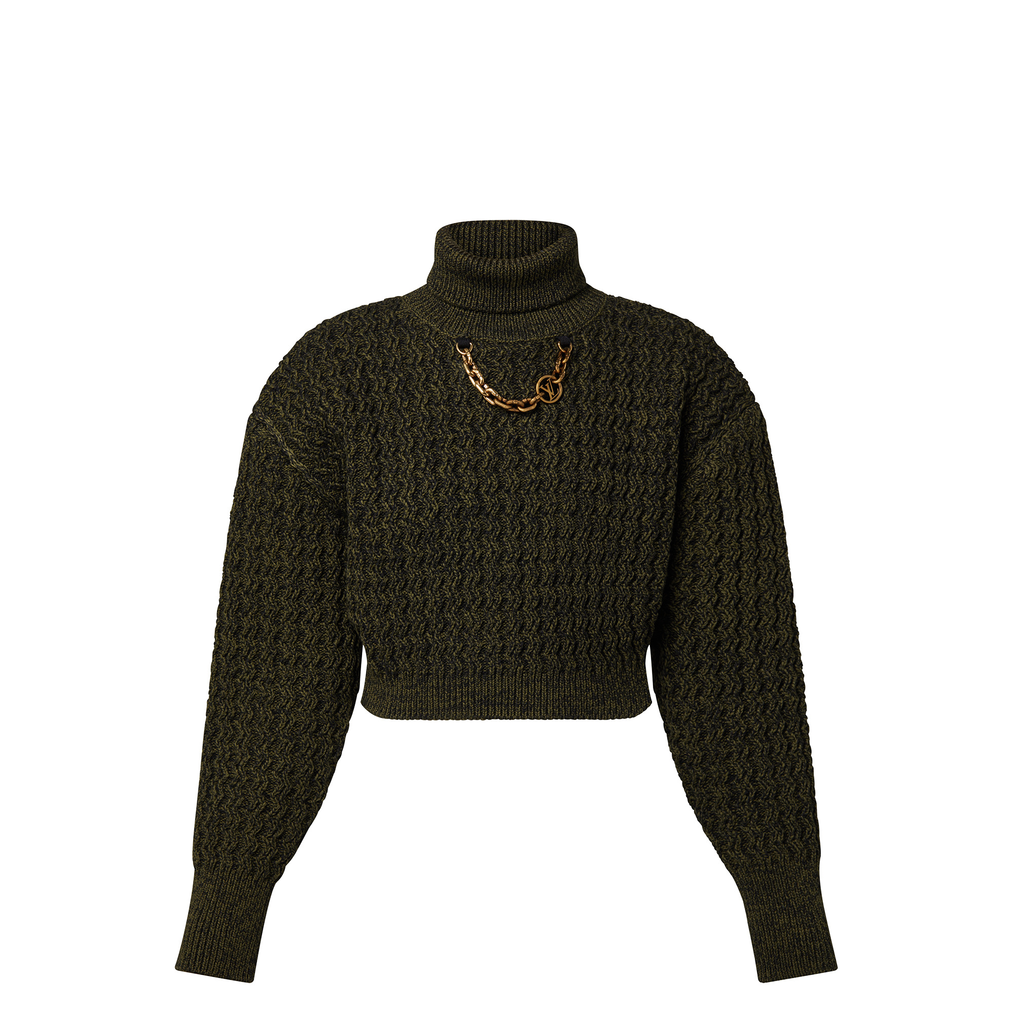 Ribbed Knit Cropped Turtleneck - 1