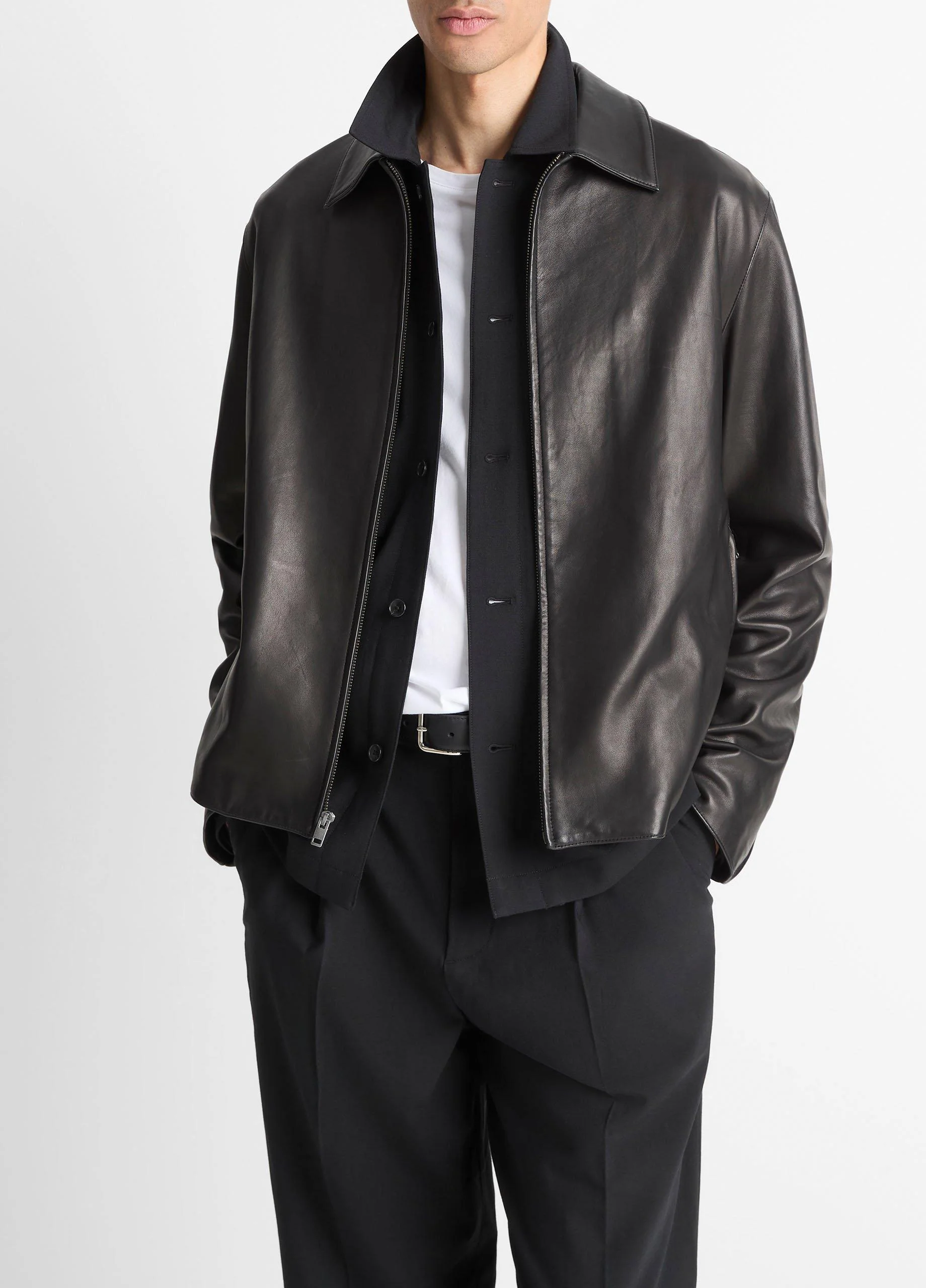Leather Zip-Up Jacket - 1