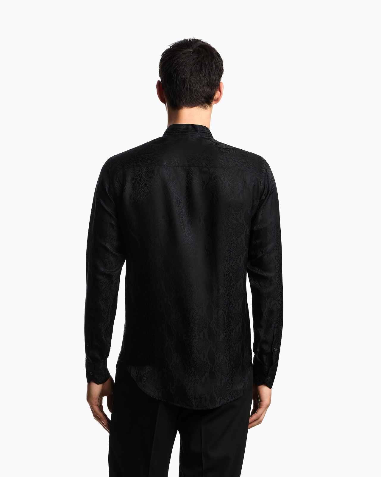 SILK-BLEND ANIMAL JACQUARD SHIRT WITH GURU COLLAR - 3