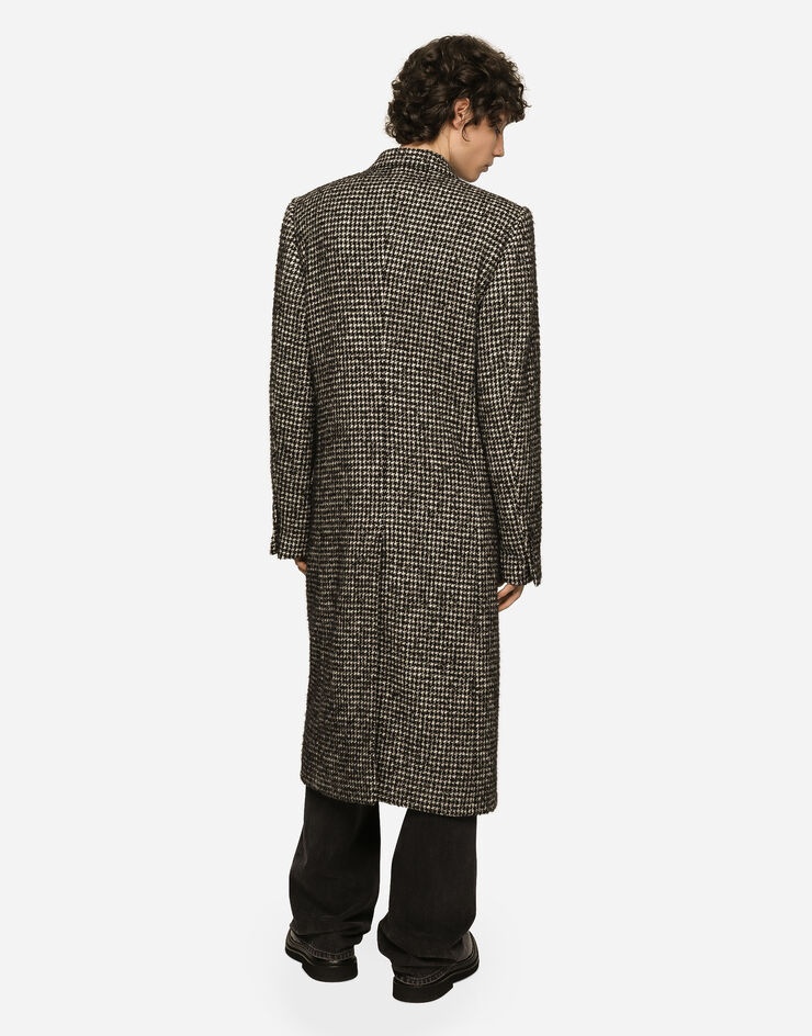 Double-breasted wool houndstooth coat - 3