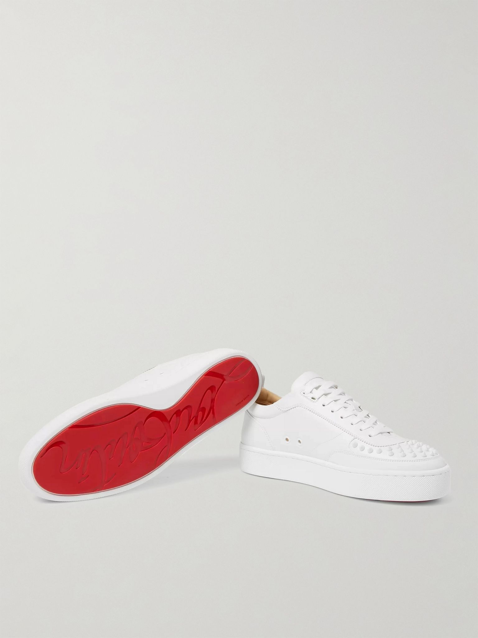 Happyrui Spiked Leather Sneakers White - 6