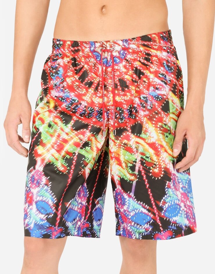 Long swim trunks with illumination print - 4