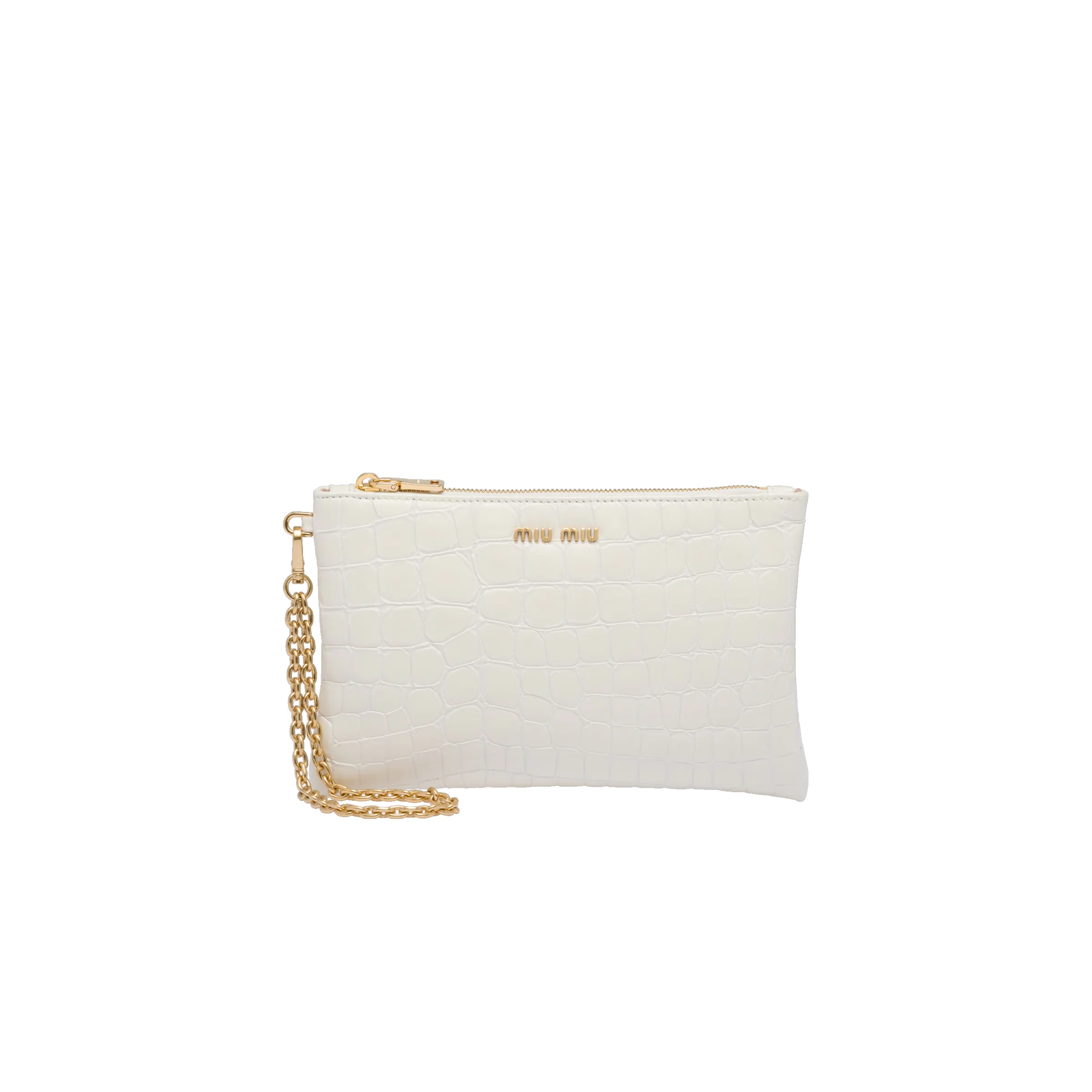 Croco-print leather pouch - 1