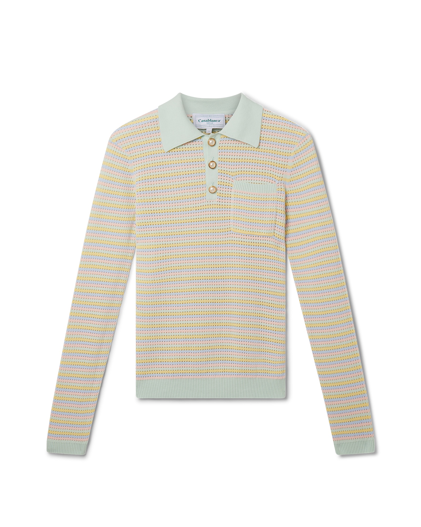 Mint Striped Polo Shirt - 1