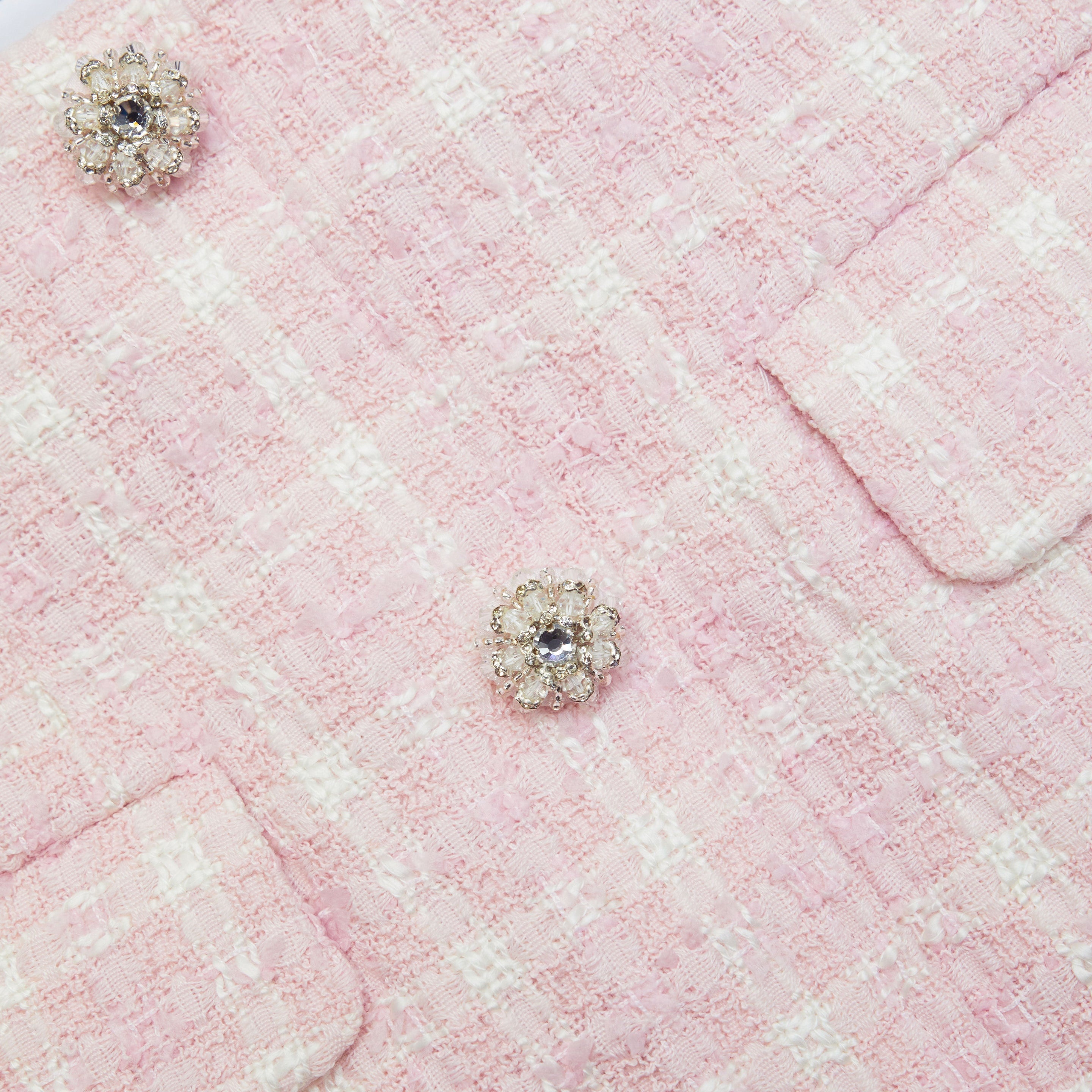 Pink Boucle Button Mini Skirt - 5