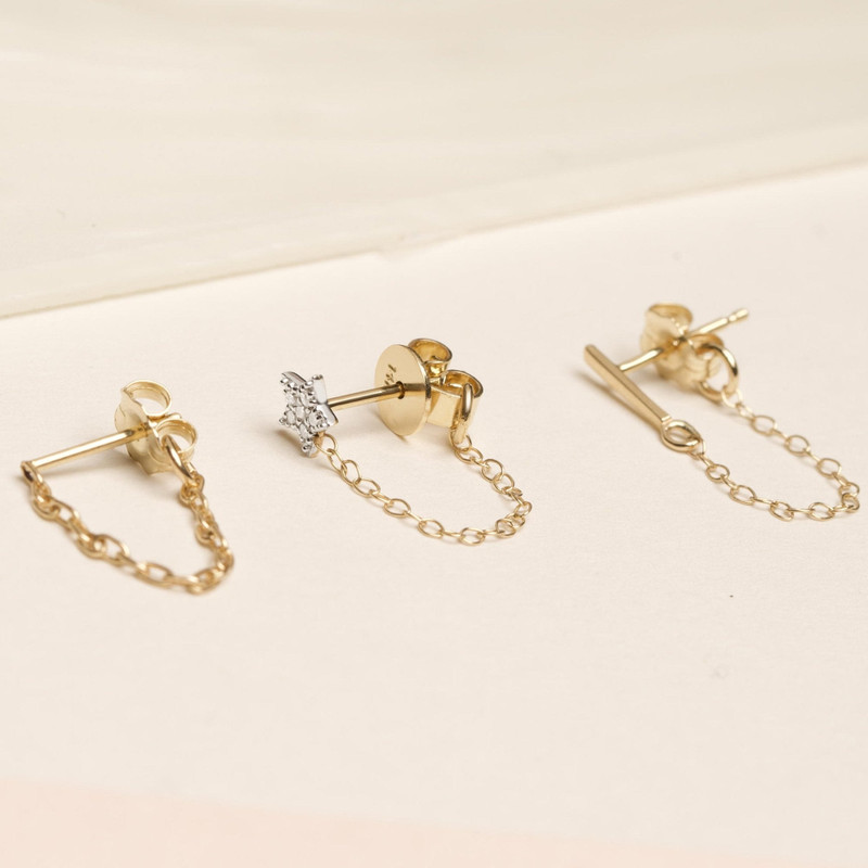 Gold Front To Back Chain Earring 5