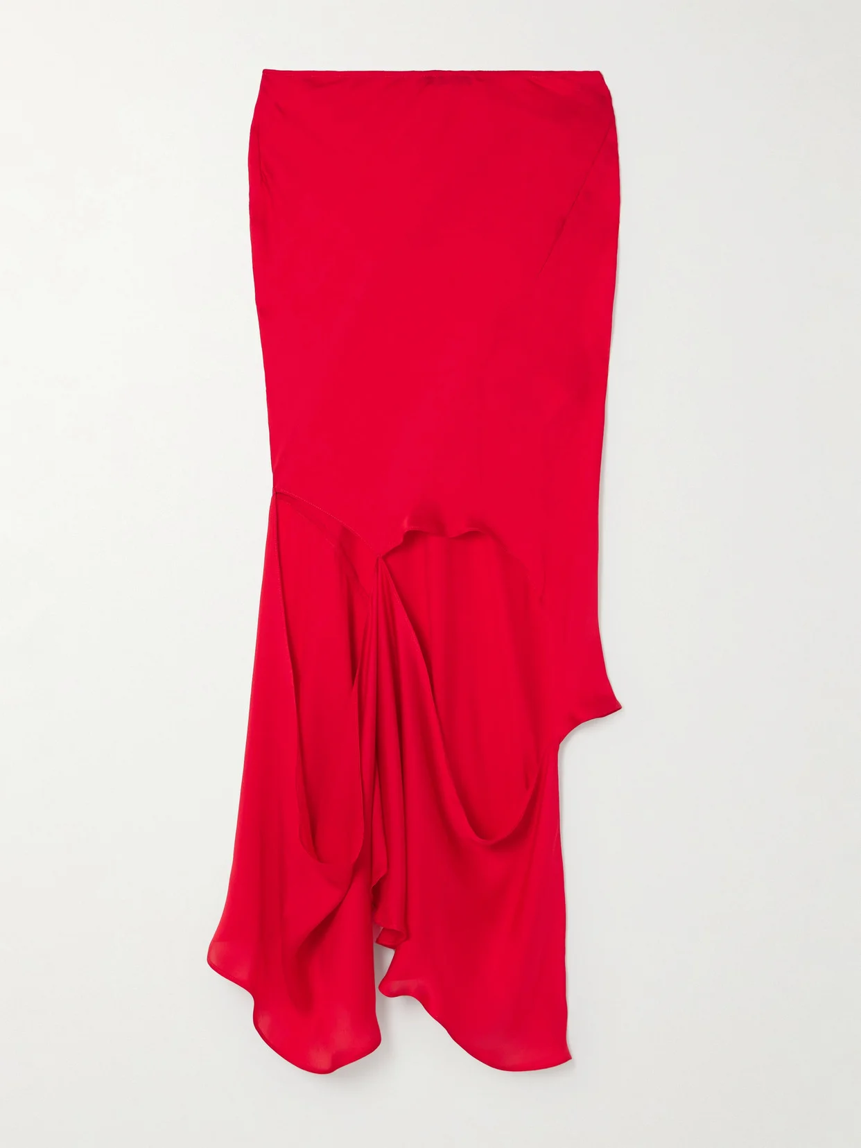 Asymmetric Cutout Silk Midi Skirt - 1