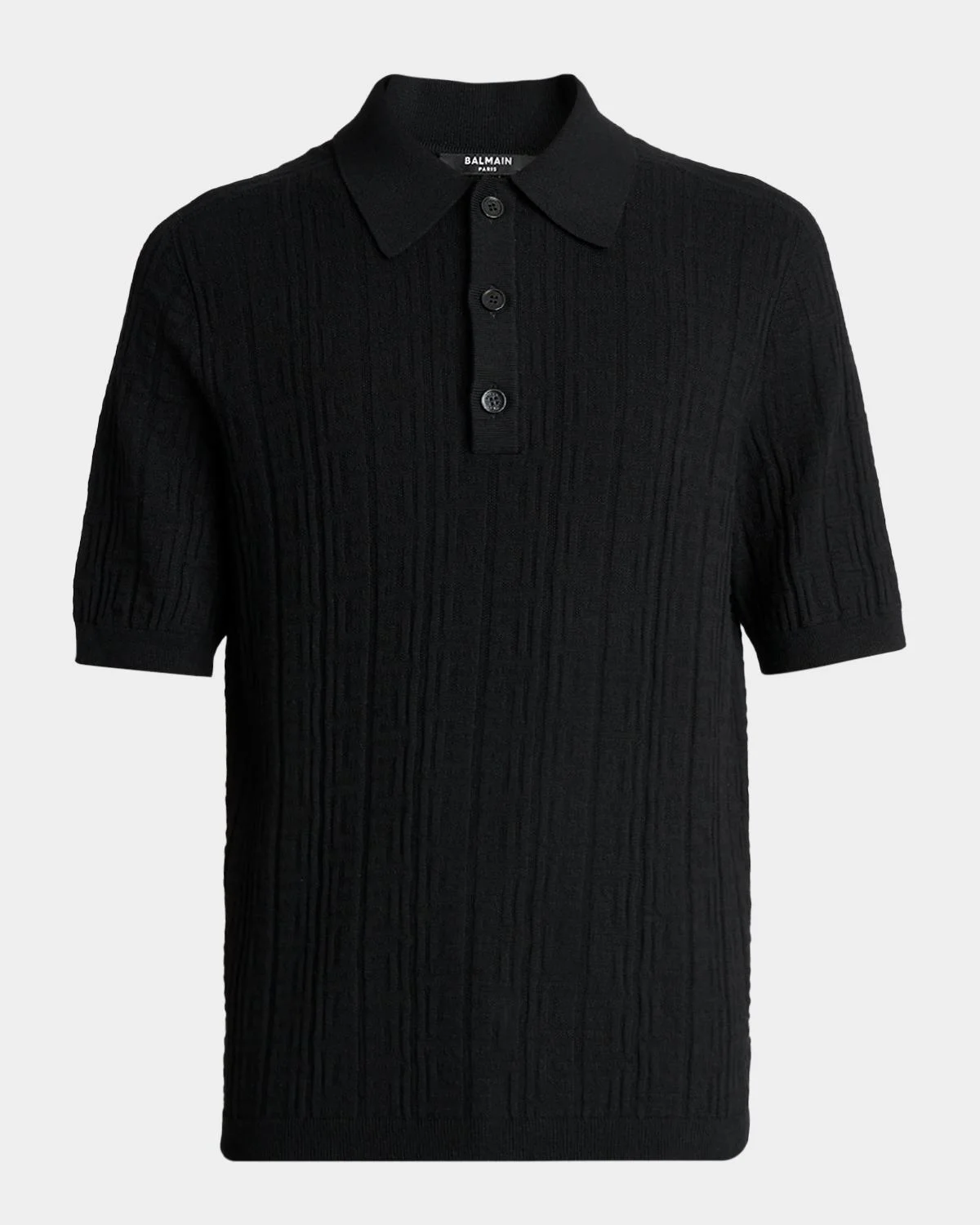 Men's Tonal Monogram Jacquard Short-Sleeve Polo Sweater - 1