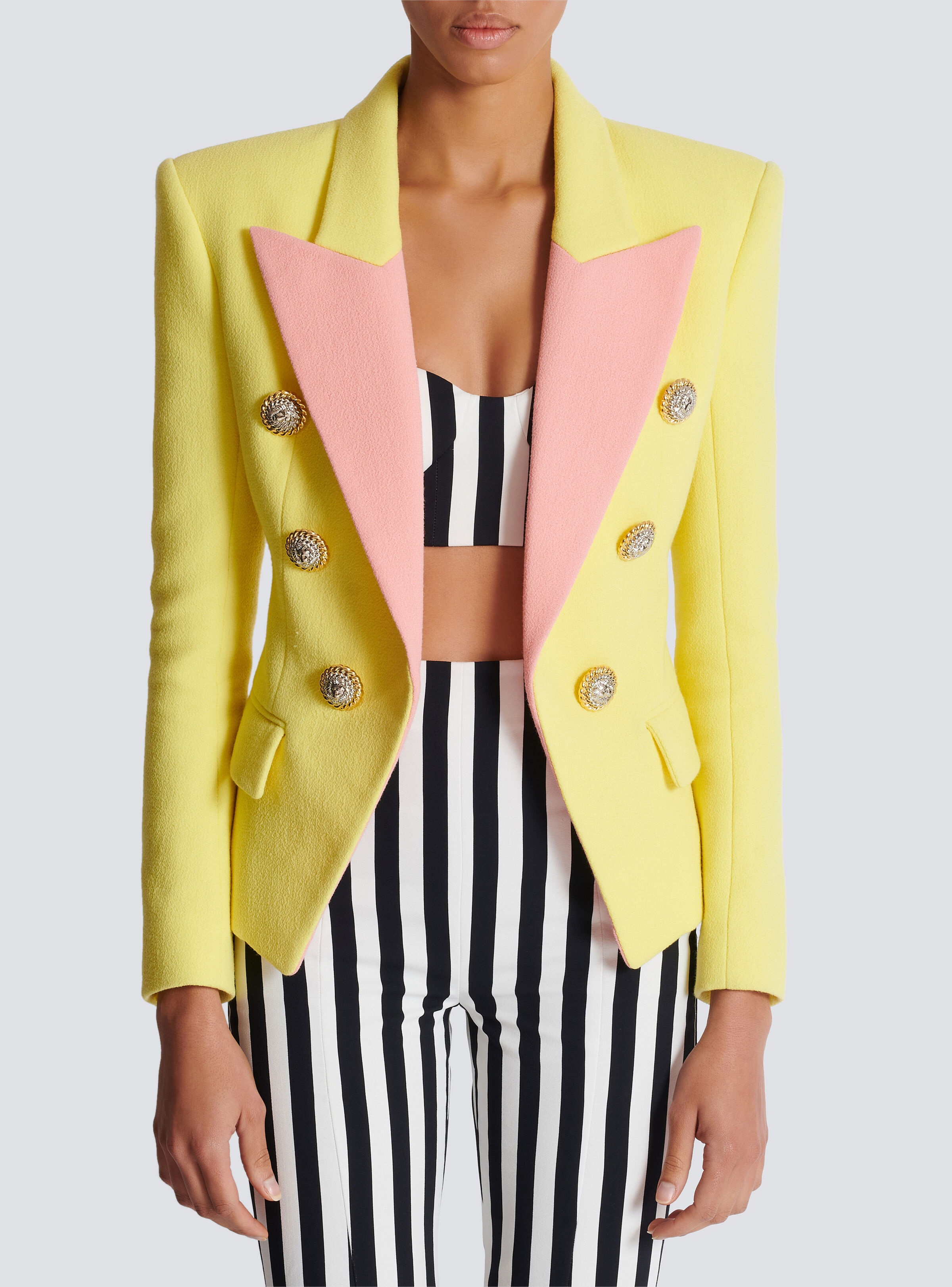 6-button double crepe two-tone jacket - 5