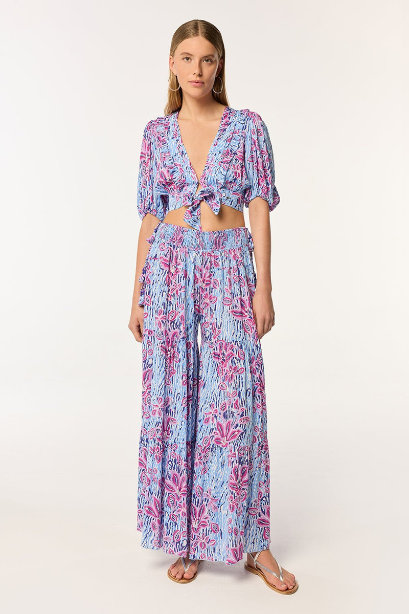 Poupette St Barth Pant Soledad - Blue Exotic Forest outlook