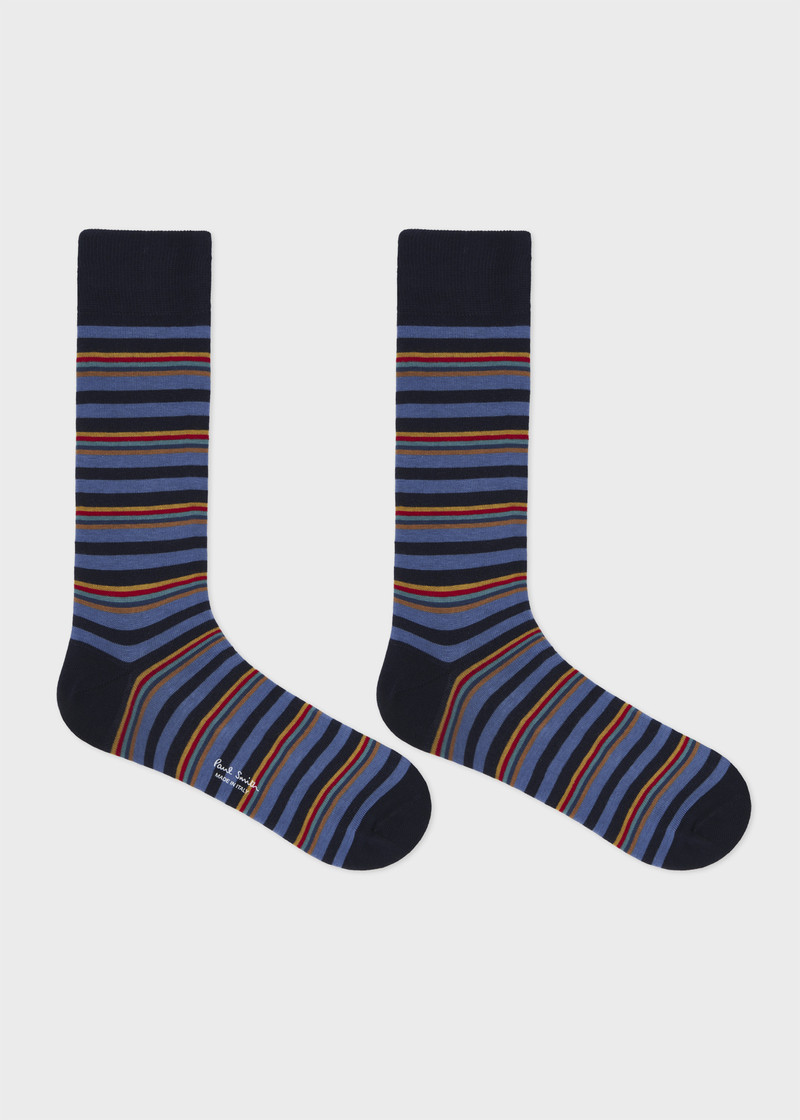 Paul Smith Navy 'Artist Stripe' Placement Socks outlook