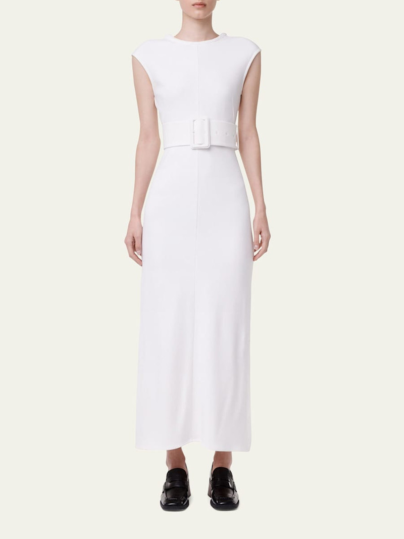 Another Tomorrow Belted Bias Midi Dress outlook