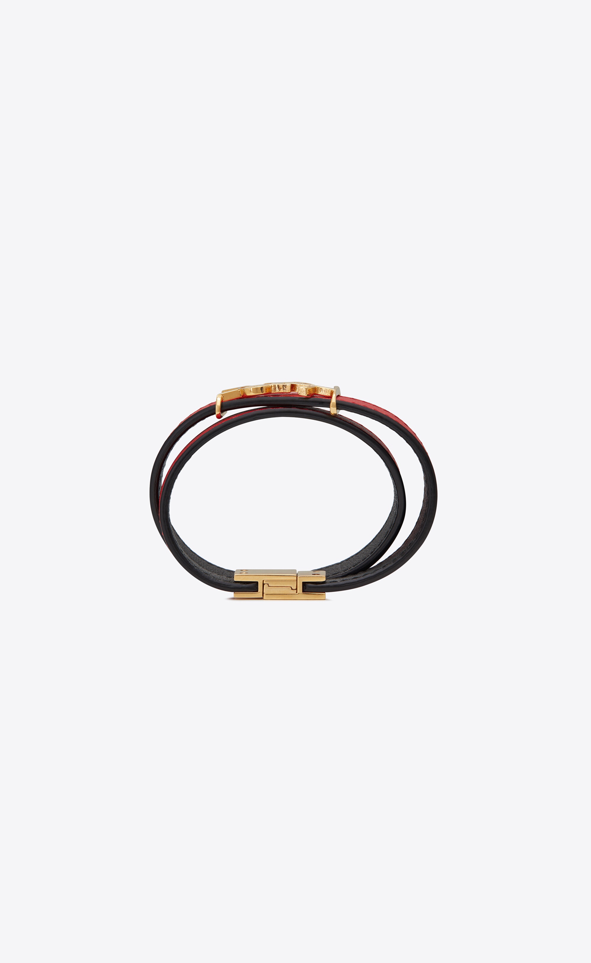 opyum double wrap bracelet in leather and metal - 2