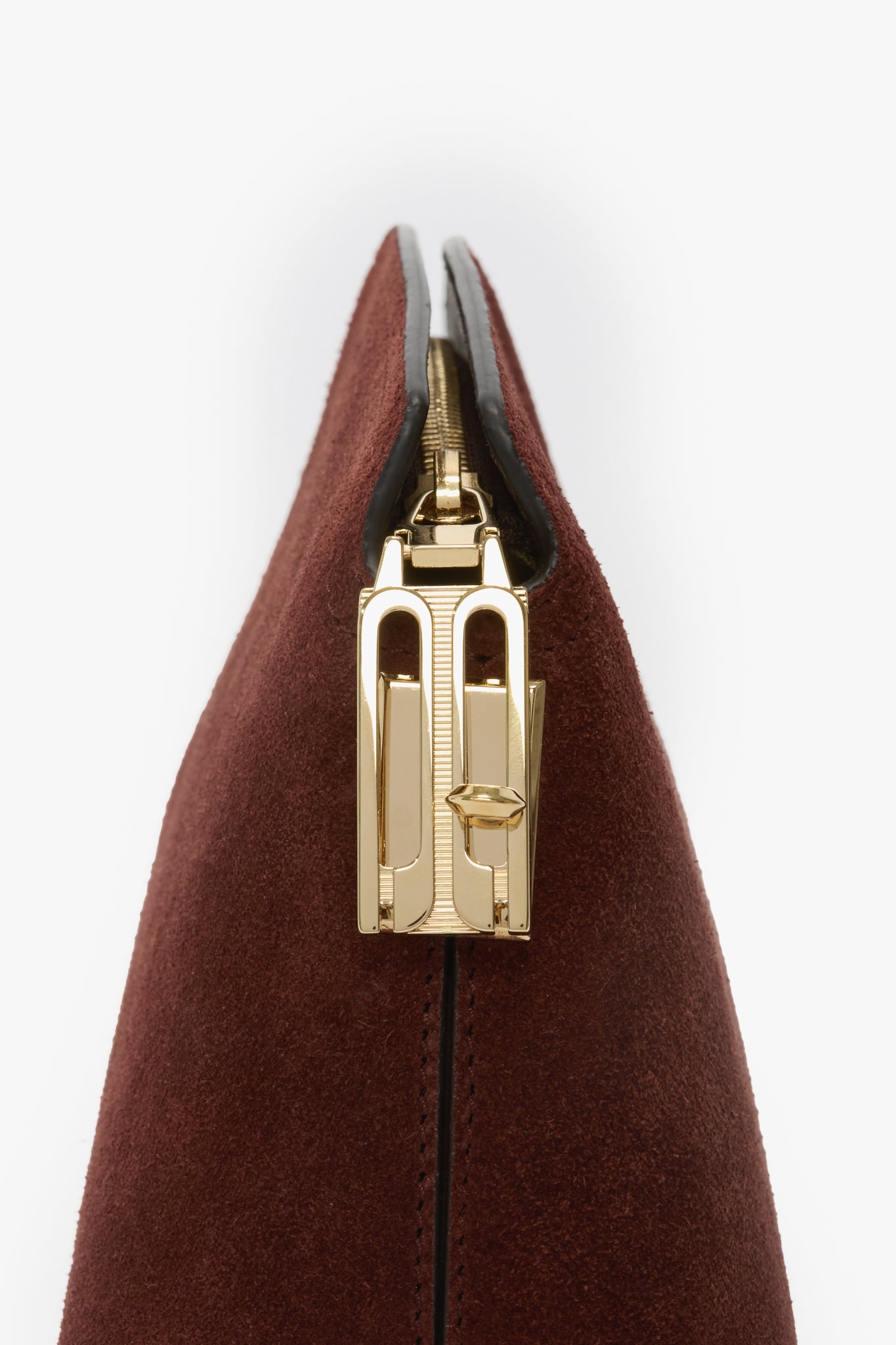 Victoria Clutch Bag In Dark Brown Suede - 3