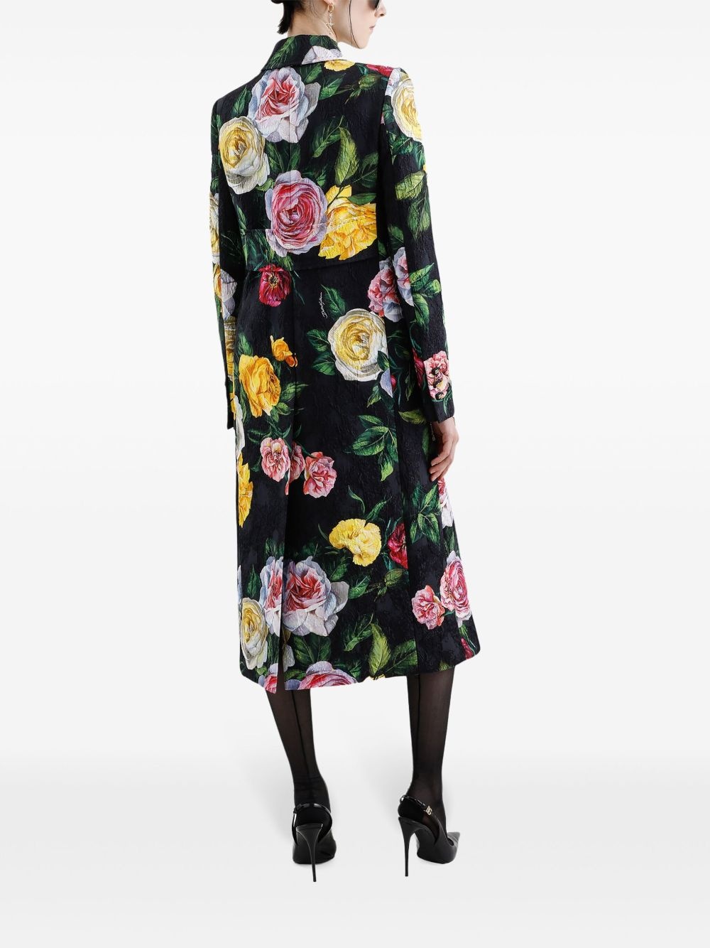 rose-print coat - 3