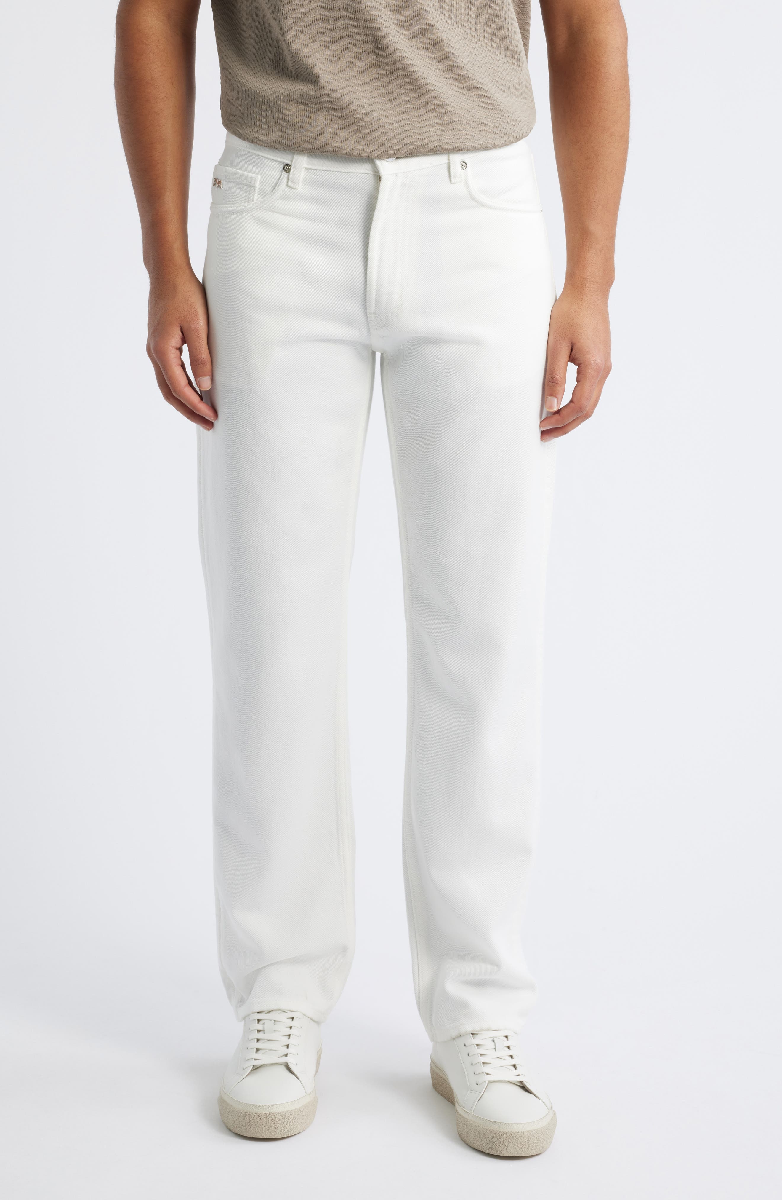 Emporio Armani White Lyocell & Cotton 5-Pocket Pants at Nordstrom - 1