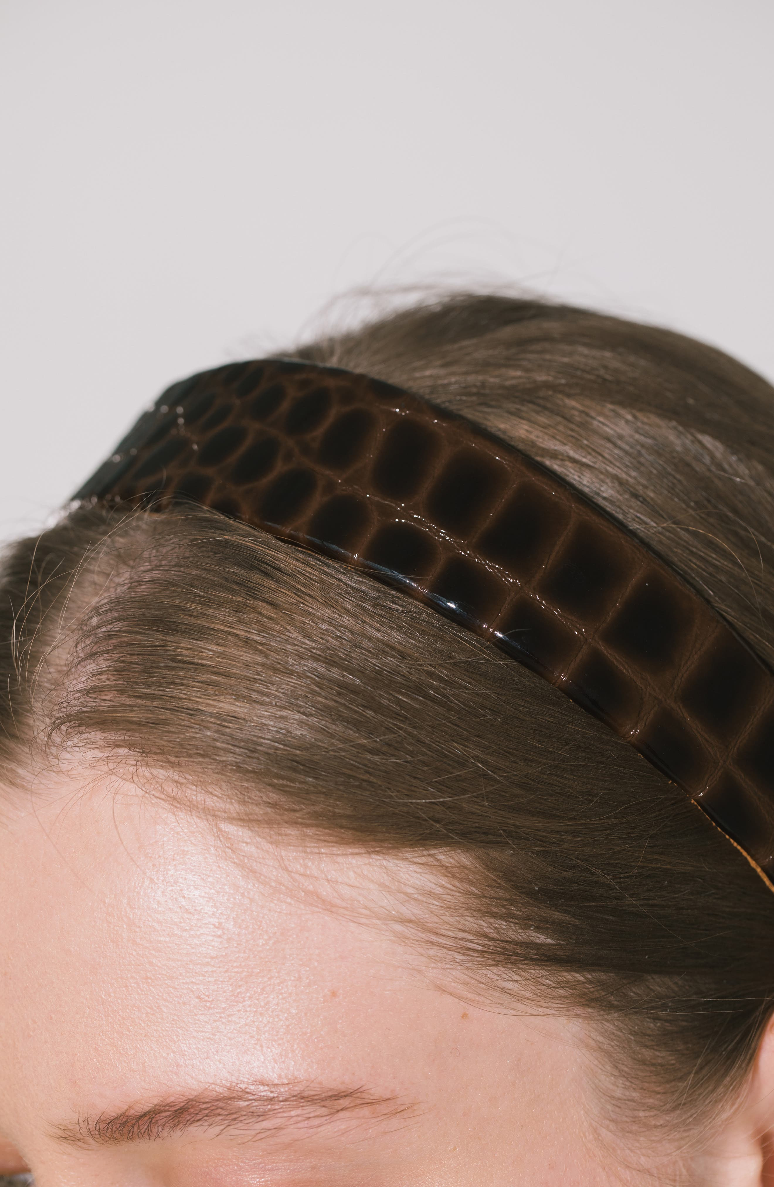 Jennifer Behr Croc Embossed Leather Headband in Brown Croc at Nordstrom - 3