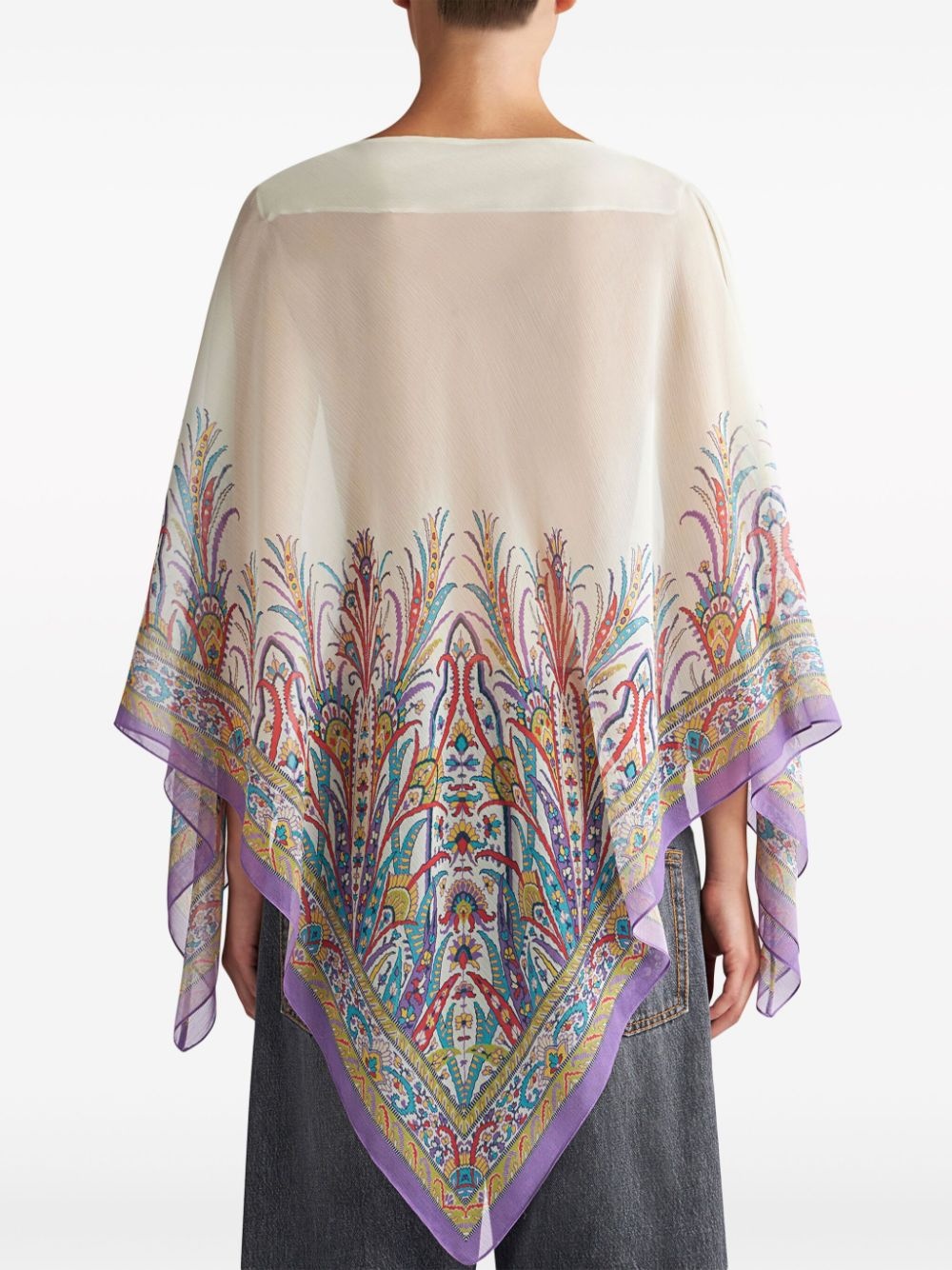 paisley-print boat-neck poncho - 3