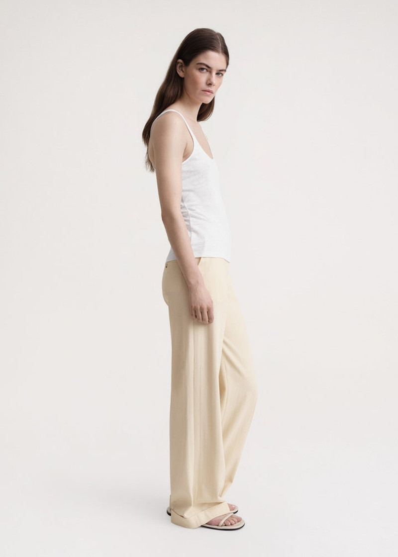 Scoop-neck linen tank top white 3