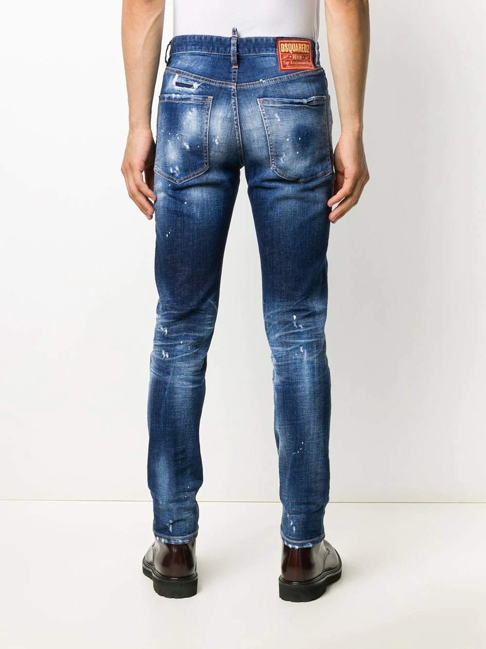 slim fit mid-rise paint splatter jeans - 4