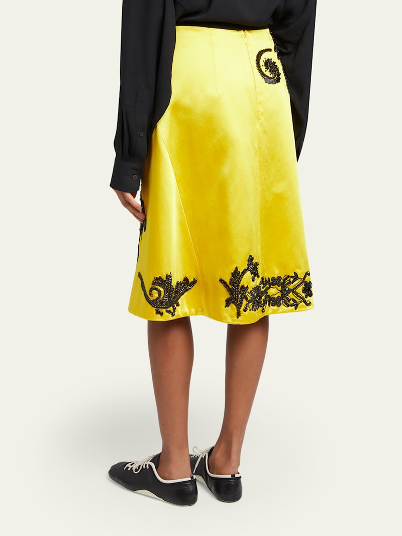 Sosy Matador-Embroidered Satin Midi Skirt 3