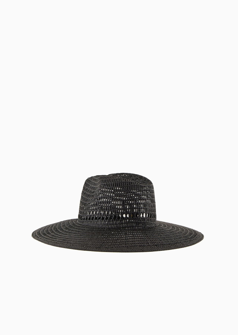 EMPORIO ARMANI Woven, perforated paper yarn wide-brimmed hat outlook