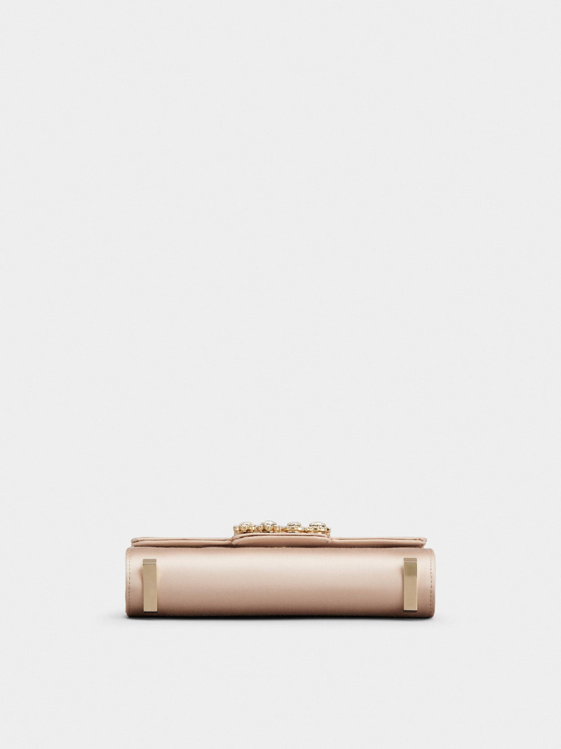 Flower Strass Jewel Buckle Clutch Bag Mini in Satin 5