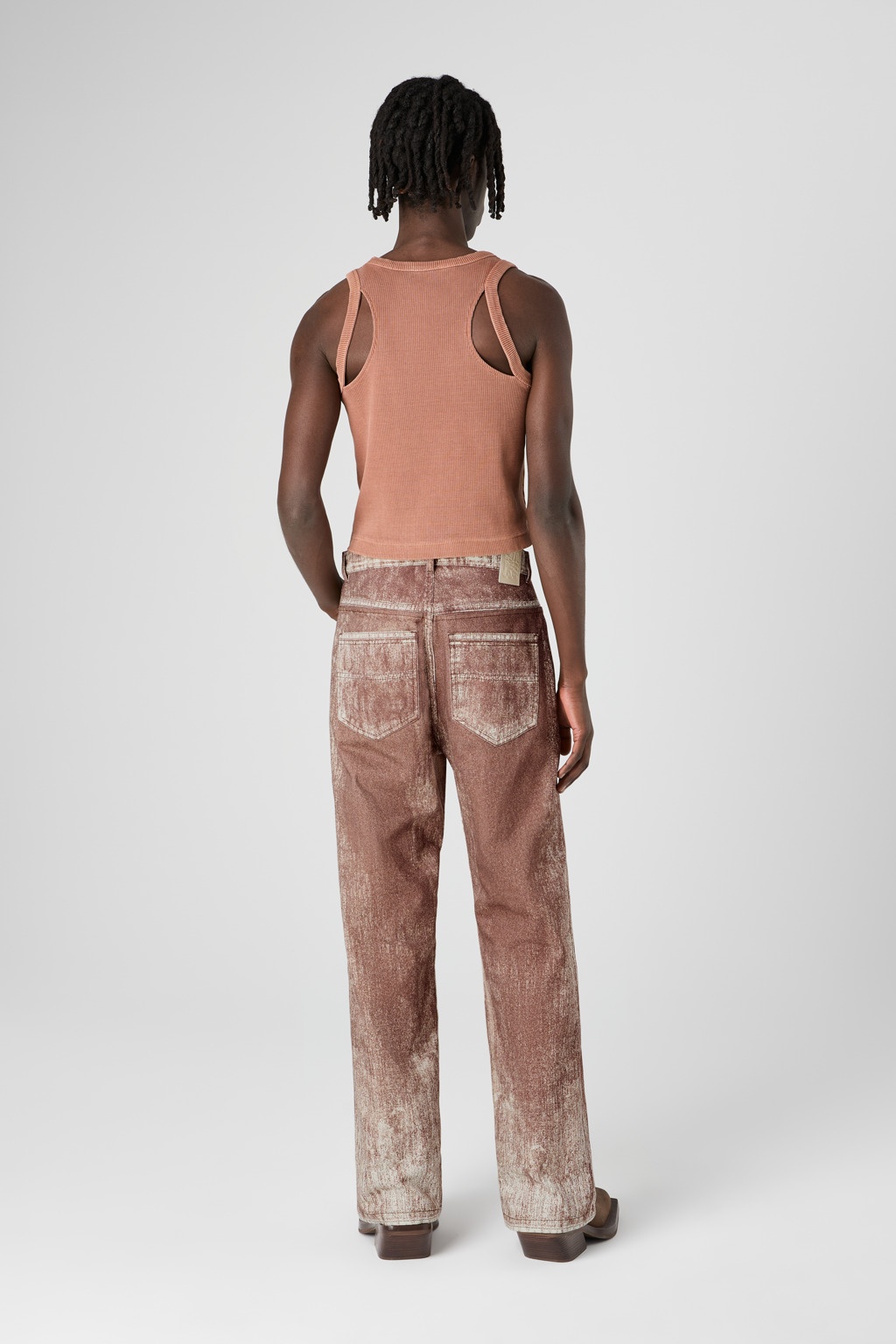Terracotta Paint Print Denim Jeans - 5