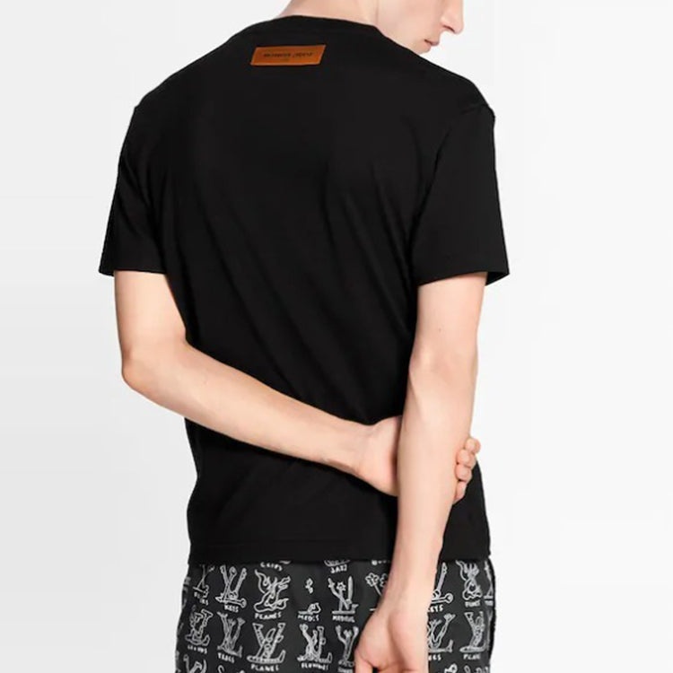 Men's LOUIS VUITTON Logo Printing Round Neck Short Sleeve Black 1A8GV6 - 3